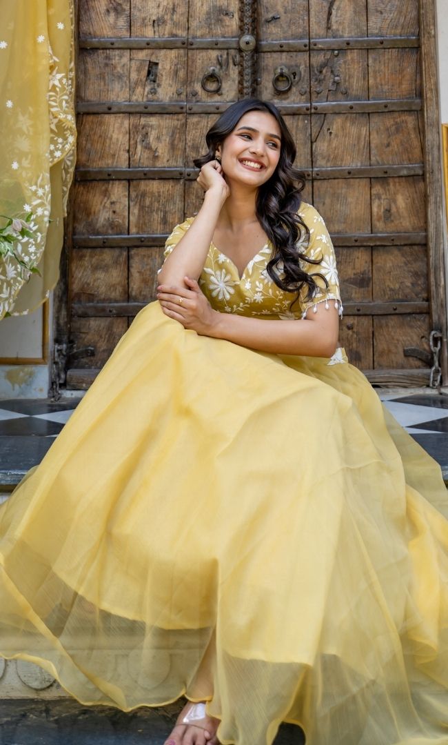 Swan Yellow Lehenga Set