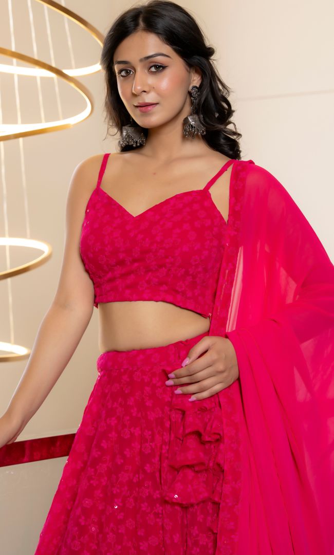 Twilight Wild Berry Chikankari Lehenga