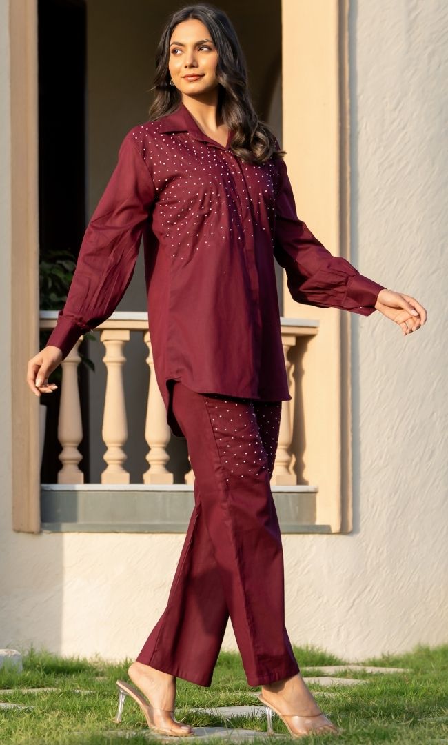 Maroon Pearl Co-ord Set