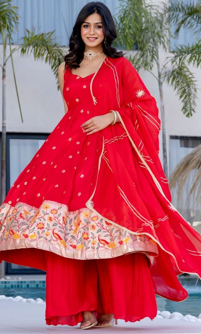 Zinnia Bandhej Anarkali Set