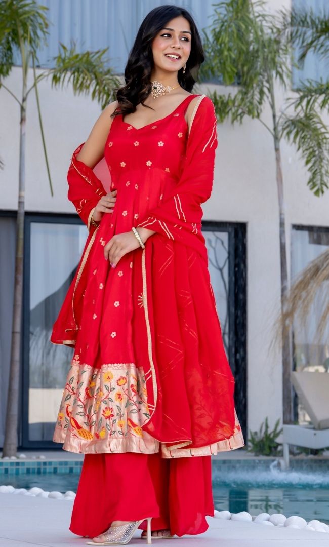 Zinnia Bandhej Anarkali Set