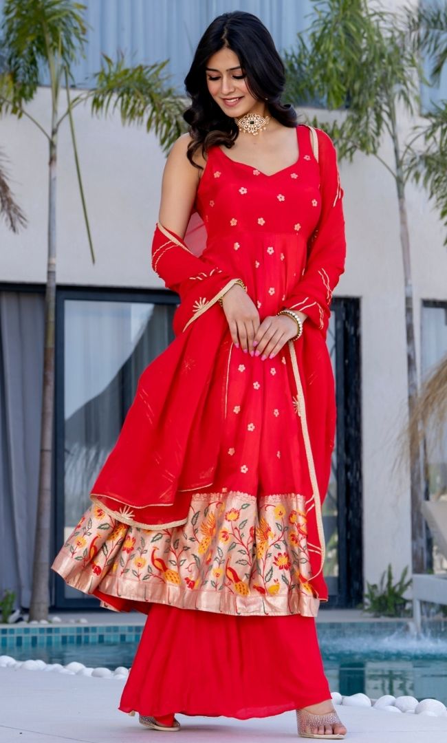Zinnia Bandhej Anarkali Set
