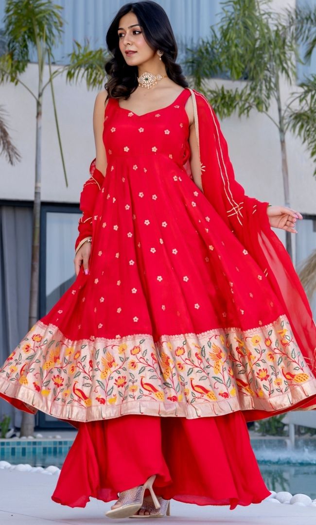 Zinnia Bandhej Anarkali Set