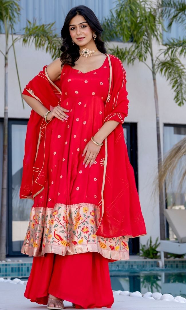 Zinnia Bandhej Anarkali Set