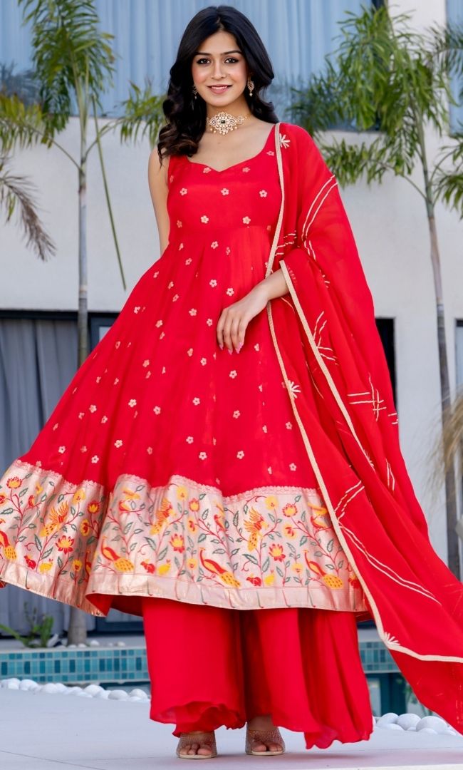 Zinnia Bandhej Anarkali Set