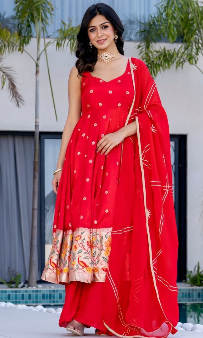 Zinnia Bandhej Anarkali Set
