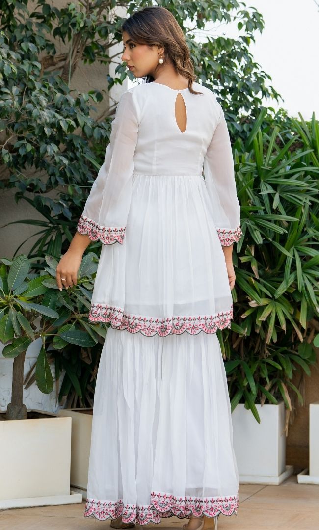 Swan White Organza Sharara Set