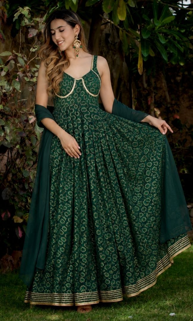 Emerald Brasso Anarkali Set