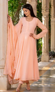 Peach Georgette Anarkali Set