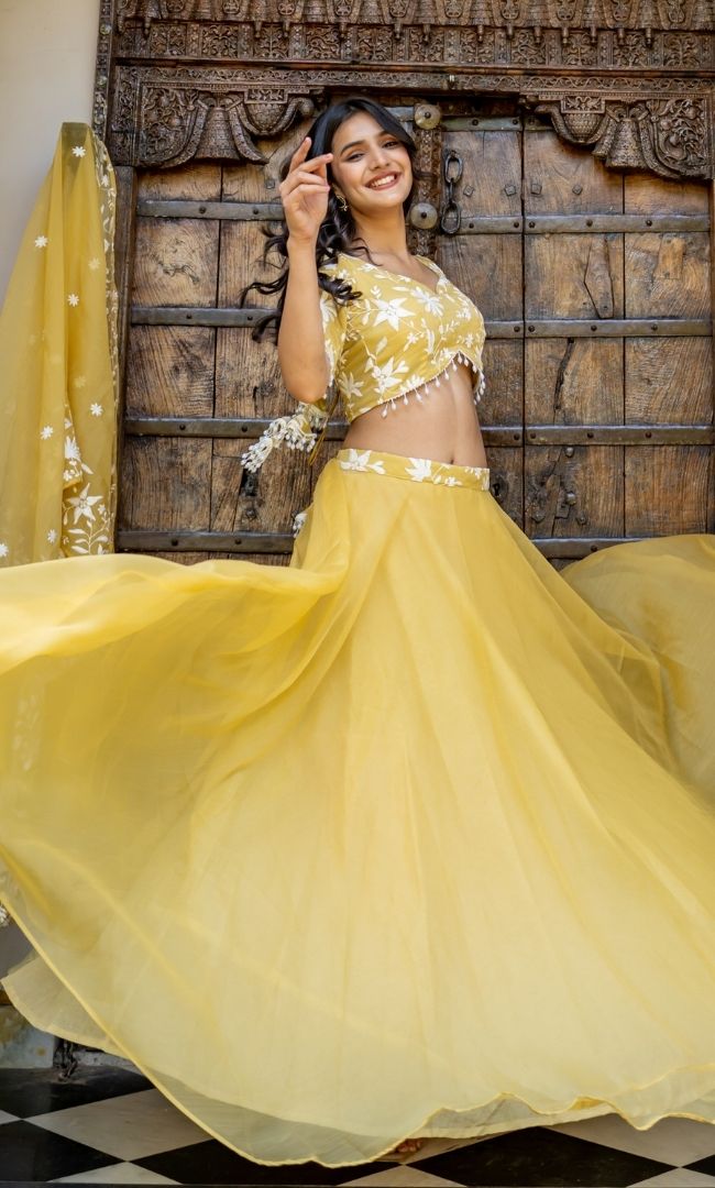 Swan Yellow Lehenga Set