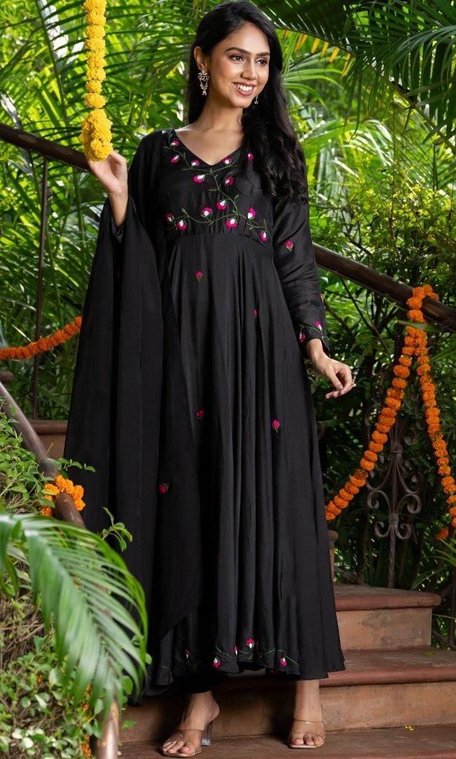 Sparsh Black Anarkali Set