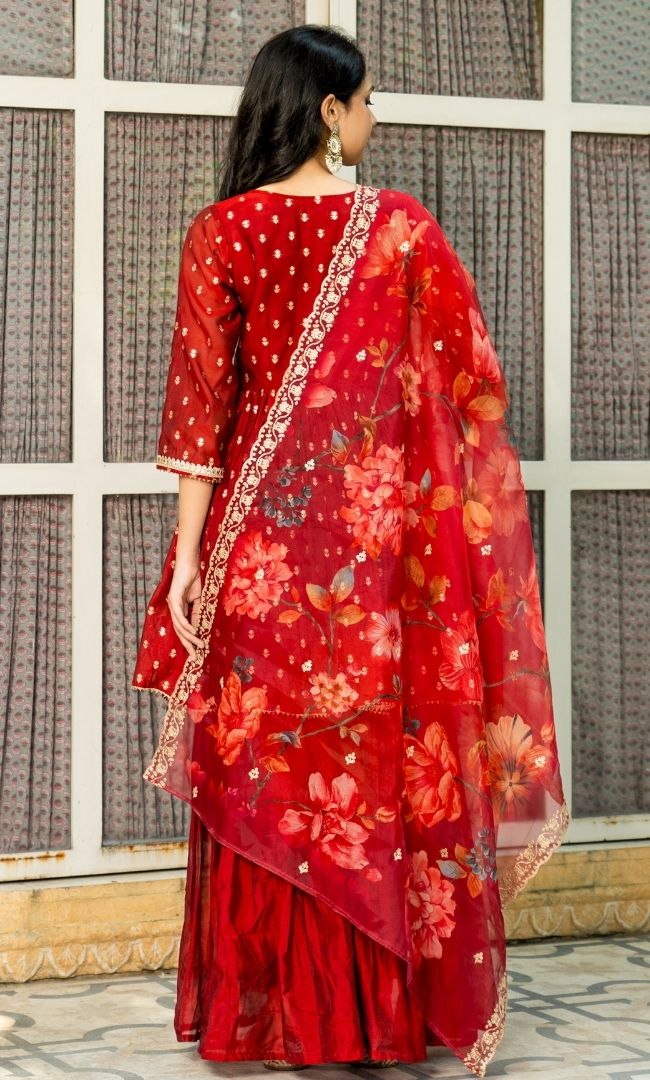Maroon Chanderi Sharara Set
