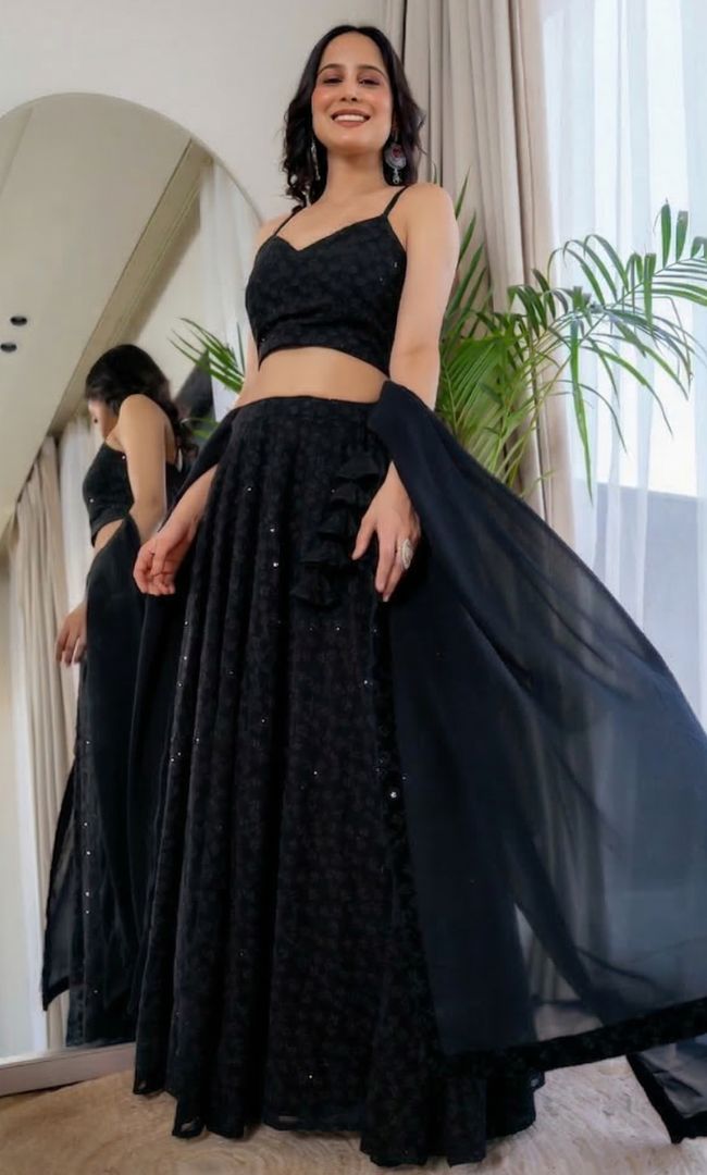 Twilight Black Chikankari Lehenga
