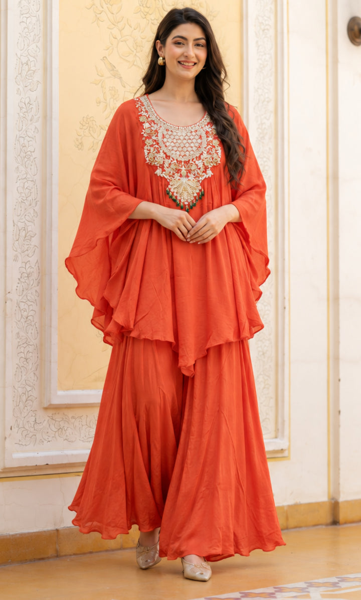 Celestra Coral kaftan Set