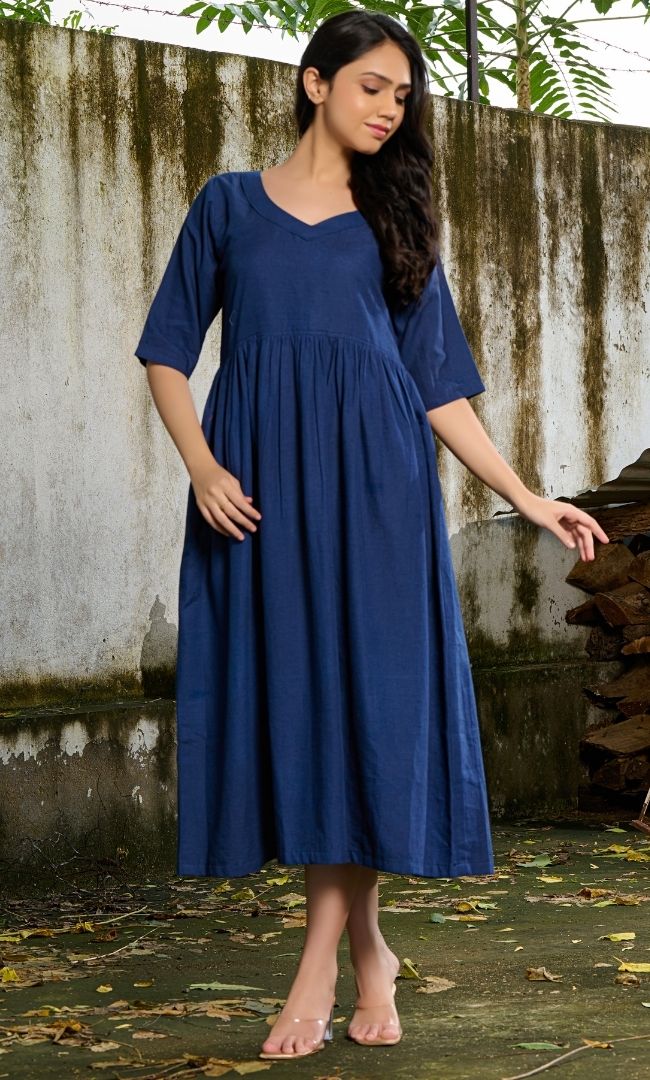 Navy Blue Linen dress