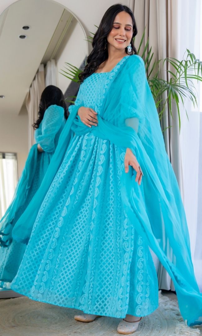 Noor-E-Sky Blue Anarkali
