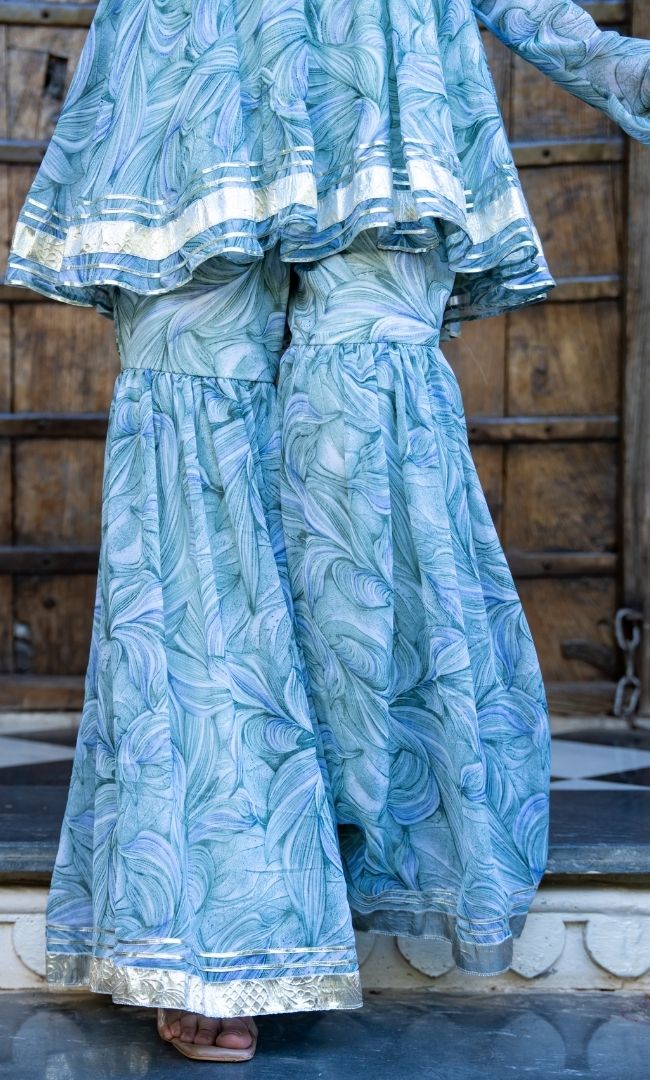 Wave Leaf Sharara Set