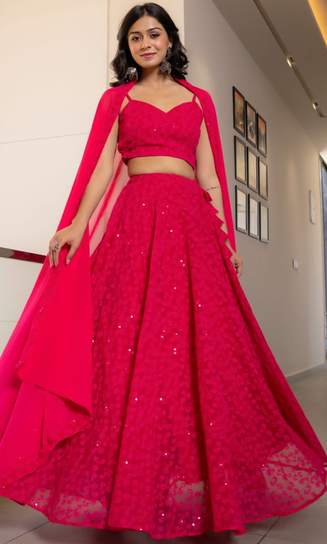 Twilight Wild Berry Chikankari Lehenga