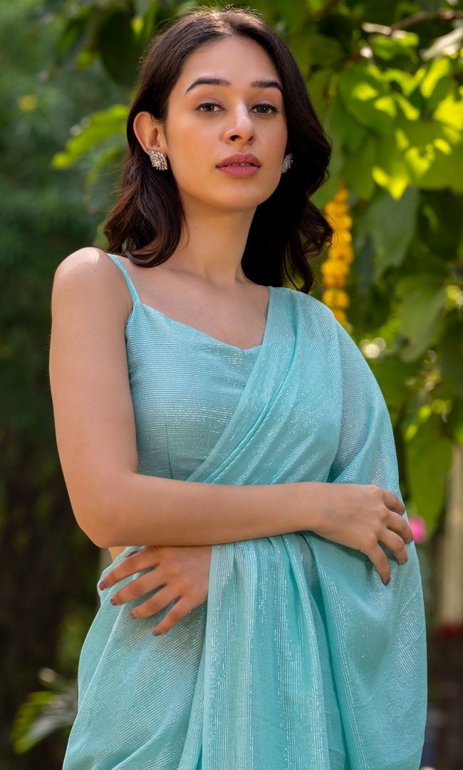 Blue Lurex Saree