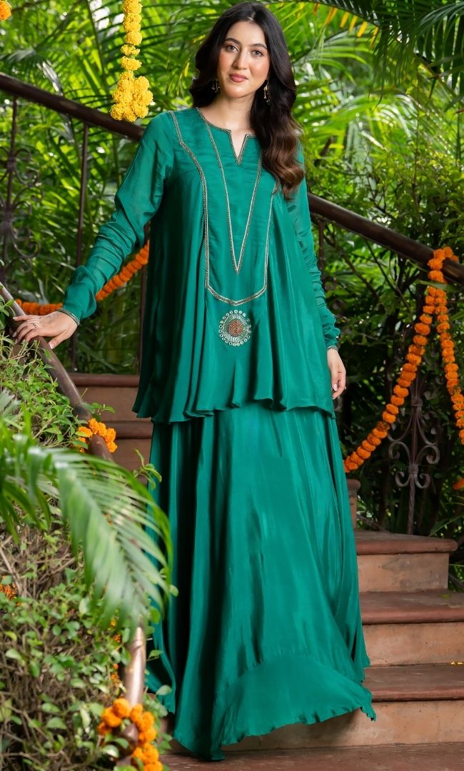 Emerald Green Skirt Set