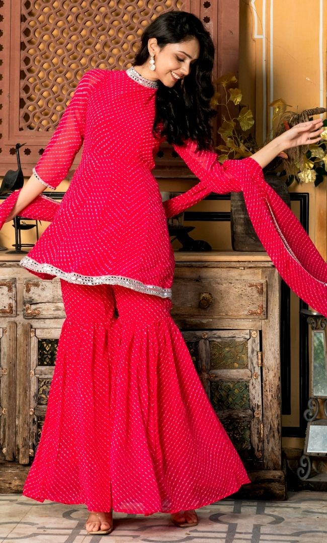 Diva Pink Bandhani Sharara Set