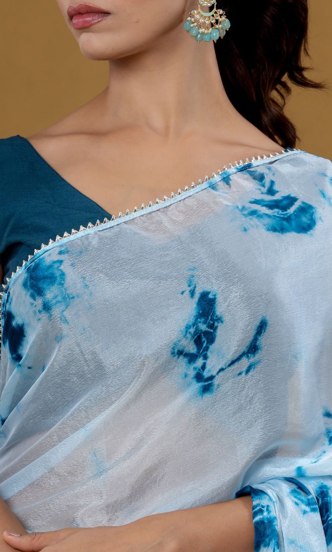 Blue Shibori Saree