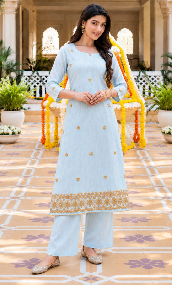 Petal Dusk Linen Kurta Set