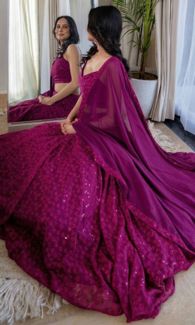 Twilight Purple Chikankari Lehenga