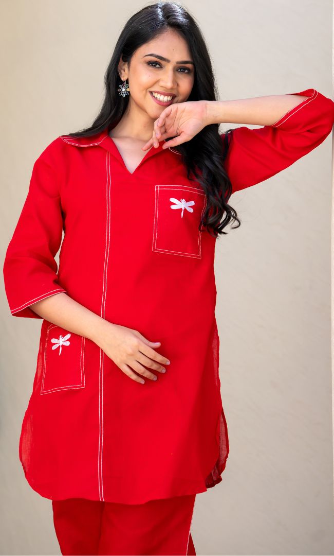 Red Butterfly Co-ord Set
