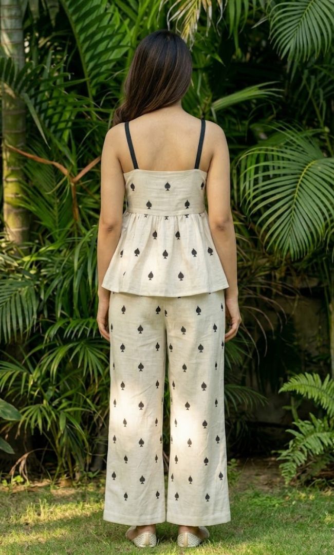 Boho Off White Embroidered Co-ord Set