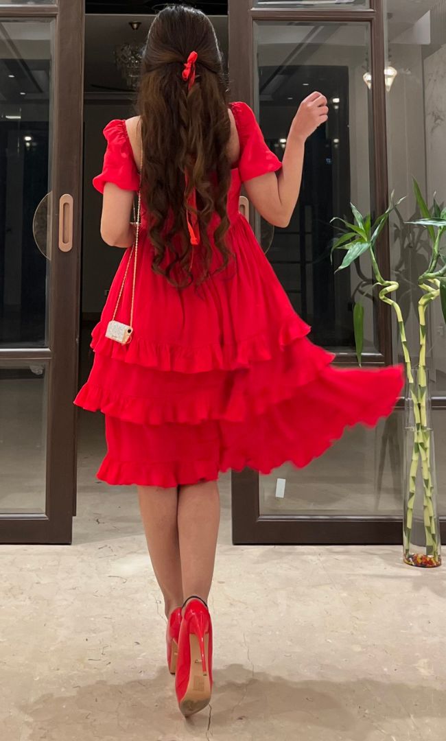 Cherry Red Ruffle Dress
