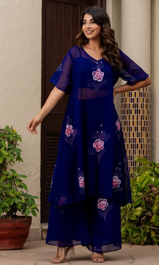 Garden Of Love Navy Blue 3 Piece Set