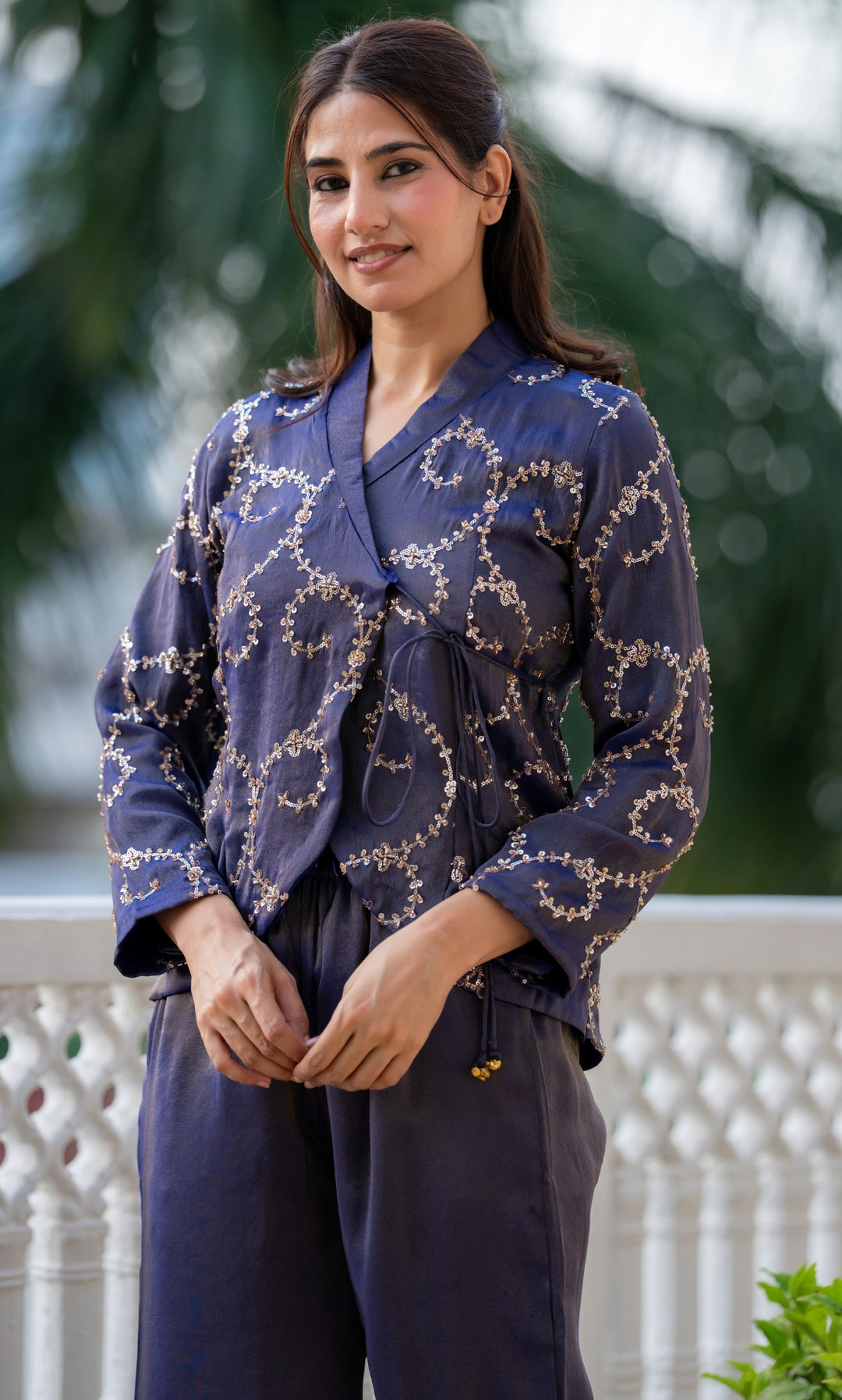 Purple Sitara Tissue Co-ord Set