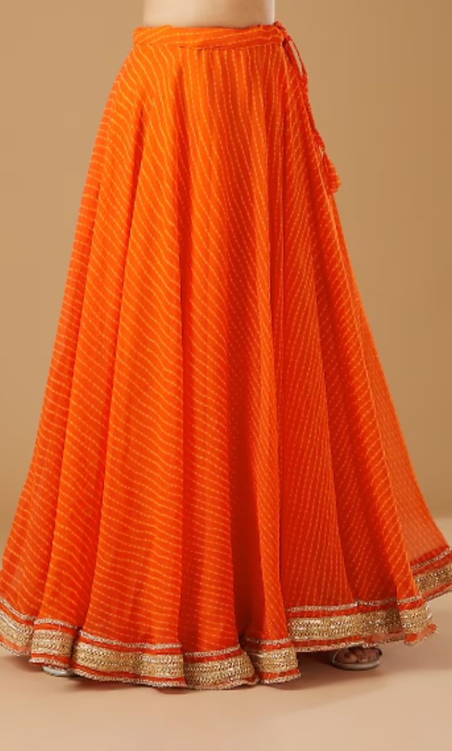 Orange Bandhani Lehenga