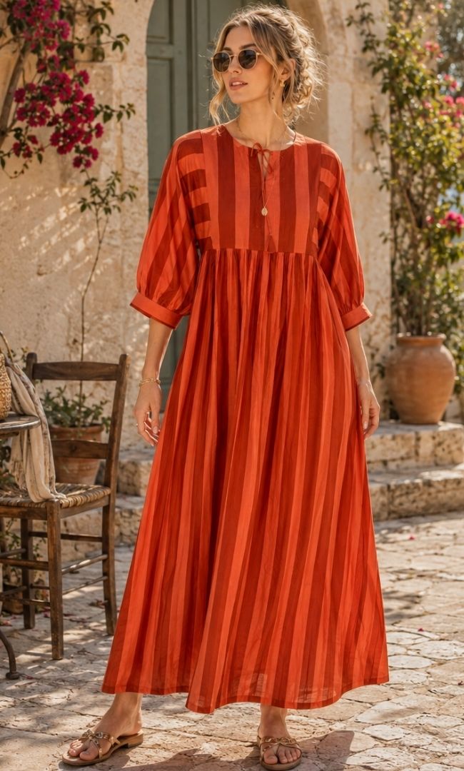 Cinnamon Stripe Maxi Dress