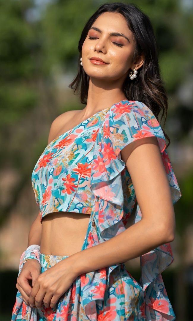 Marine Ruffle Saree