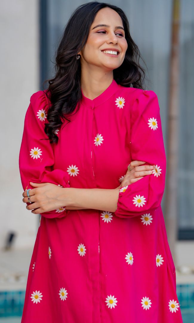 Pop Of Pink Midi Dress