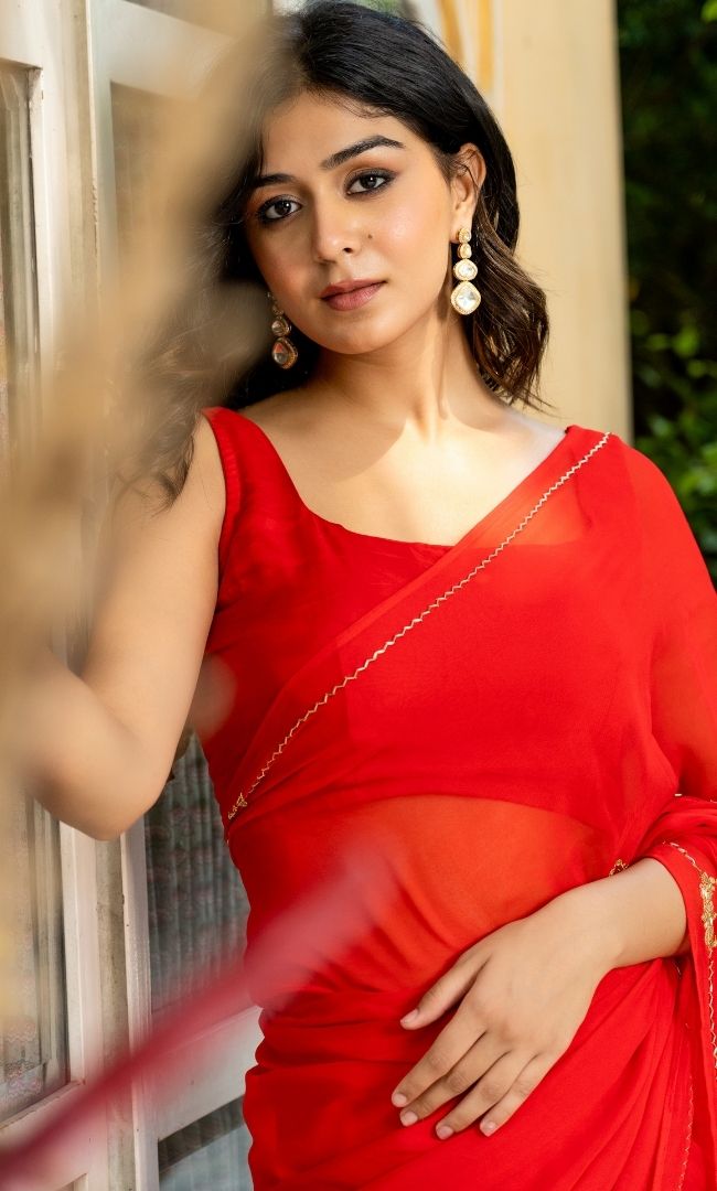 Blood Red Aari Work Saree