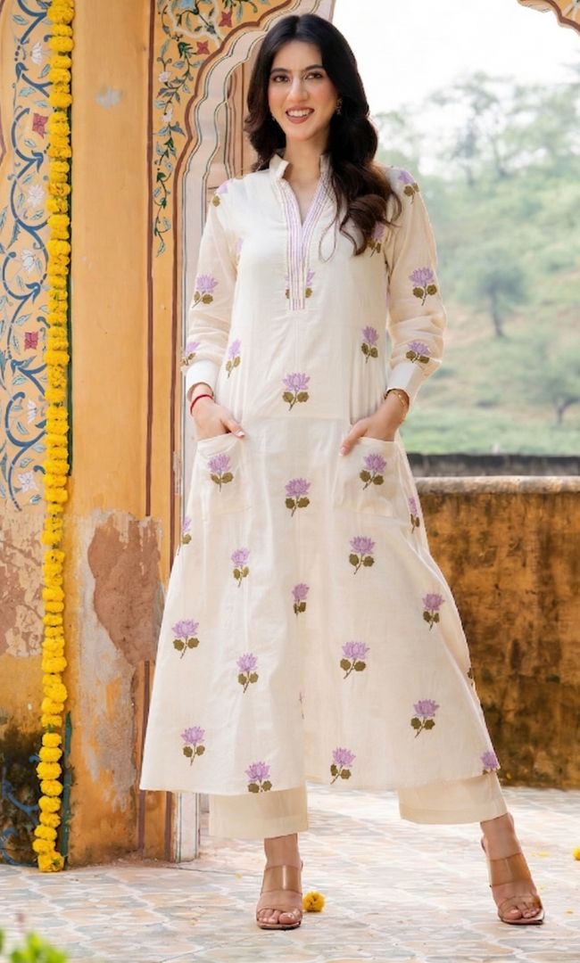Seoul Lilac Lotus Kurta Co ord Set