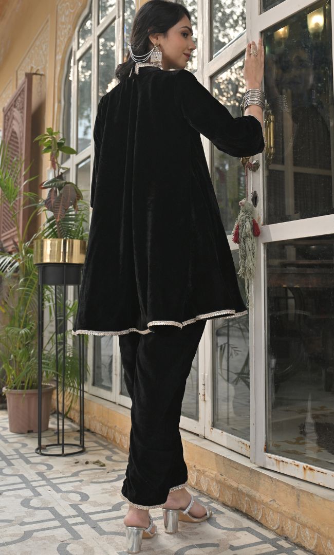 Carbon Black Velvet Co-ord Set