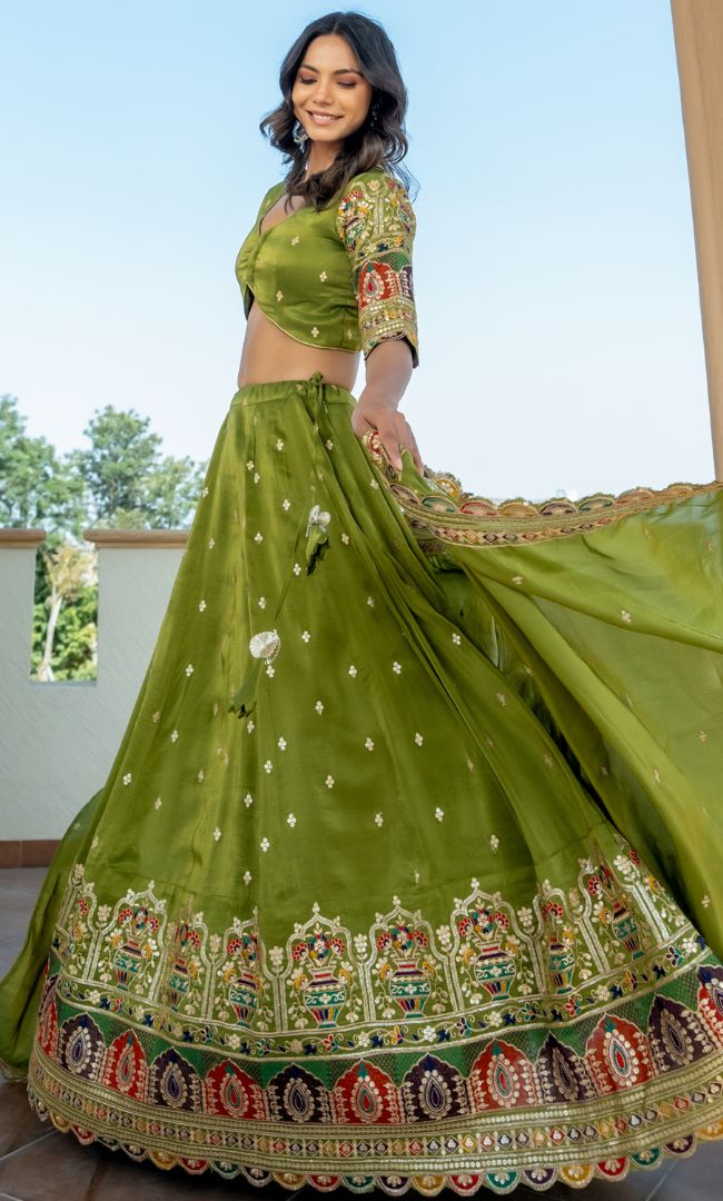 Madhubala Green Lehenga Set