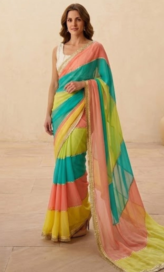 Pastel Gota Grace Saree
