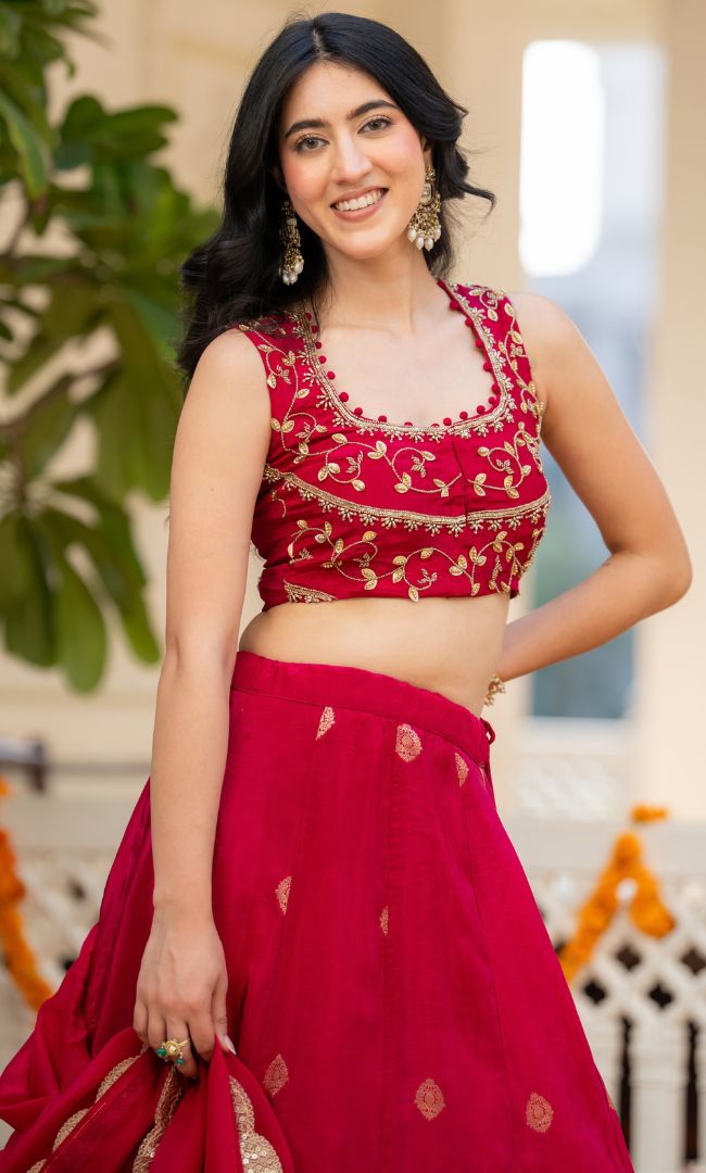 Shehnaz Pink Embroidered Lehenga Set