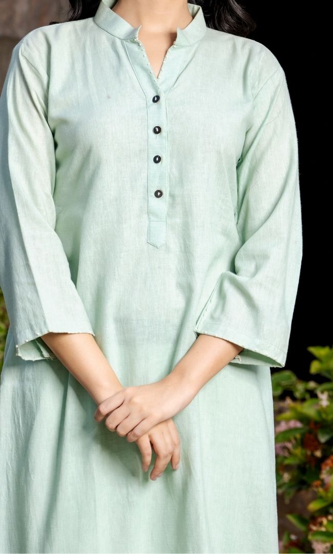 Pista Green Embroidered Kurti