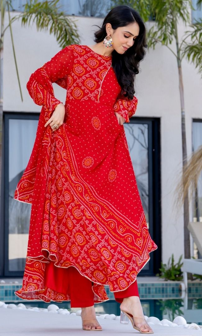 Sindoori Chunari Anarkali Set