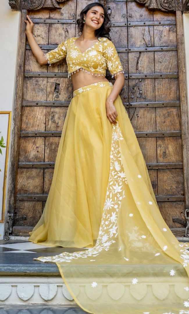 Swan Yellow Lehenga Set