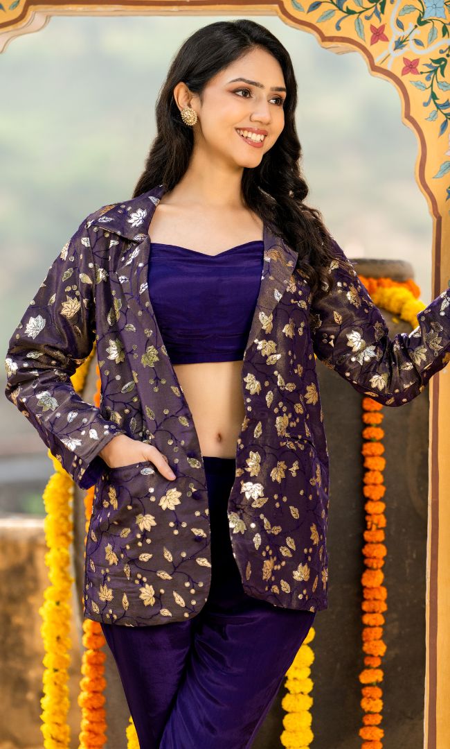 Matte Purple Jacket Set