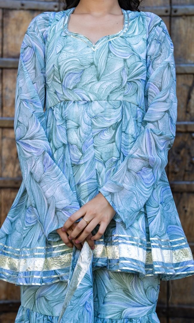 Wave Leaf Sharara Set