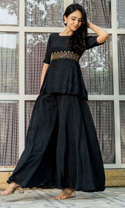 Pitch Black Muslin Sharara Set