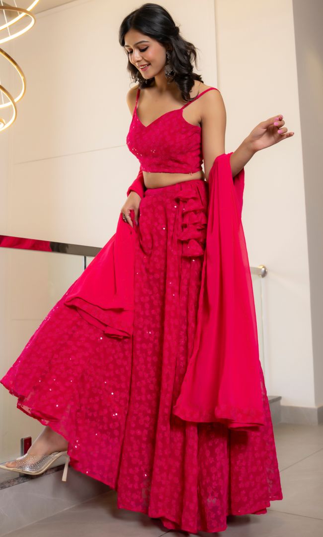 Twilight Wild Berry Chikankari Lehenga